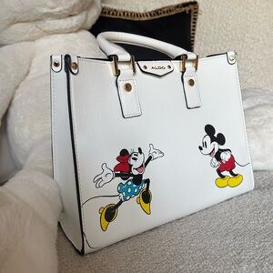 ALDO White Satchel with Mickey and Minnie Design